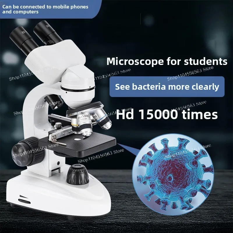 Professional optical binocular microscope with 10,000x magnification for biological experiments
