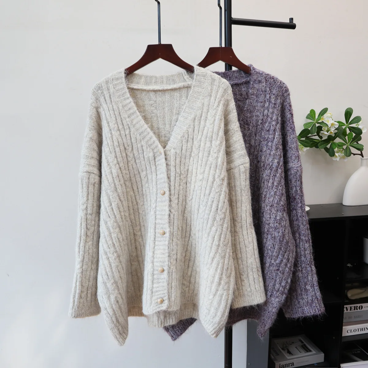 

Женские свитера-кардиганы, пальто средней длины, куртки, повседневные свободные джемперы с v-образным вырезом Y2k, уличная одежда, элегантная вязка, осень-зима 2025