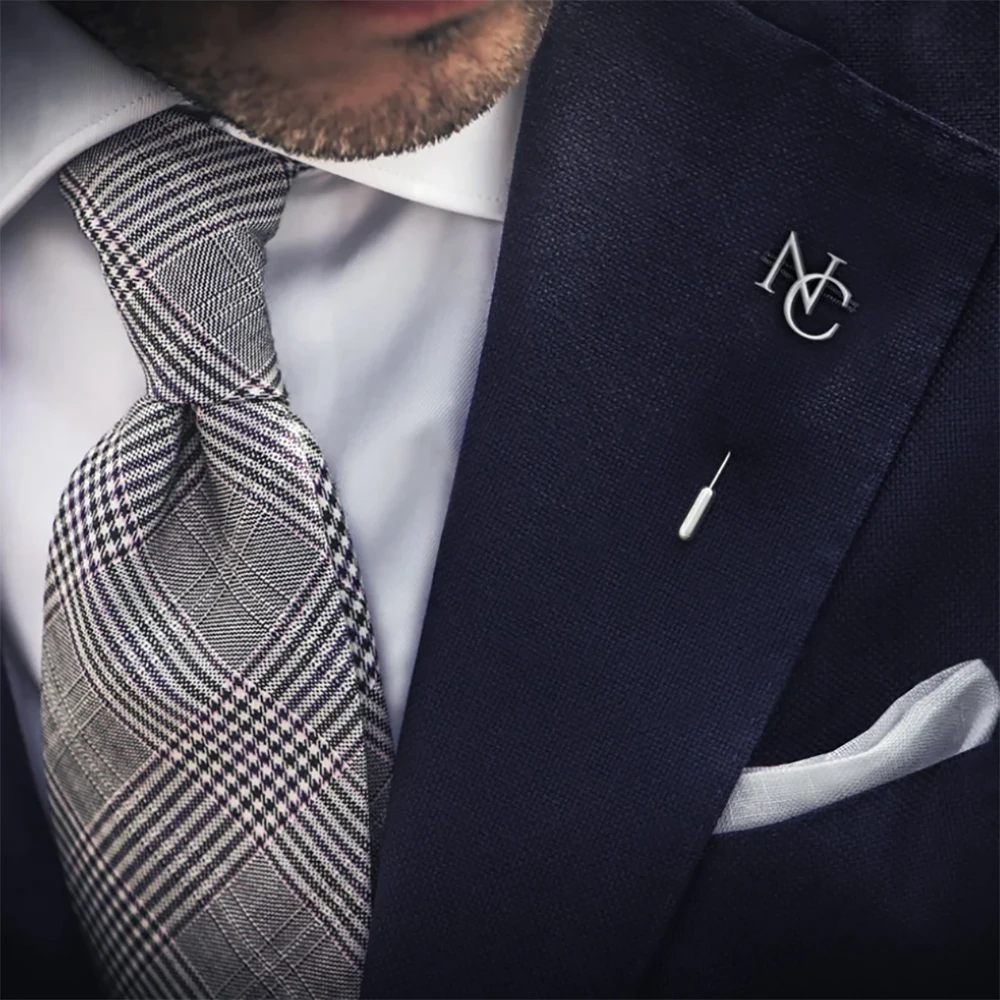 Groom Customized Lapel Pin Stainless Steel Men's First Letter Suit Accessory Brooch Personalized Wedding Groomsman Jewelry Gift