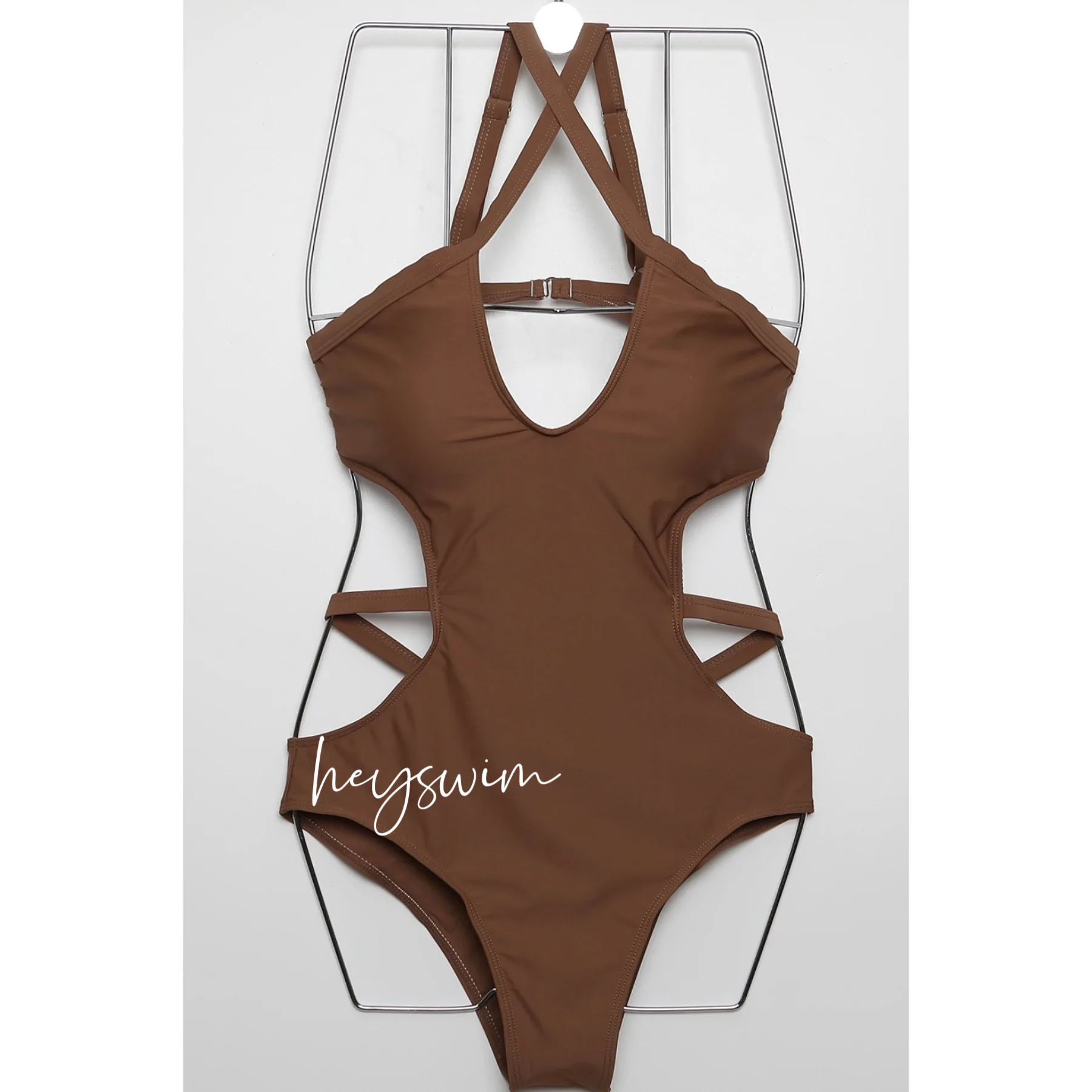 Costumi da bagno 2024 Moda donna Bikini tinta unita costume da bagno Backless sexy costume intero primavera calda