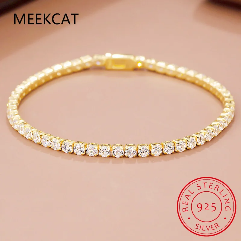 2mm All Moissanite Tennis Bracelet for Men Women Party Simulated Diamond Chain 925 Sterling Silver Fine Jewelry Wholesale