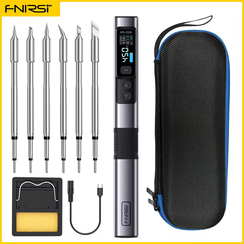 FNIRSI HS-02 Adjustable Temperature Soldering Iron DC 20V 100-450℃ Welding Solder Rework Station PD 100W Portable Repair Tool