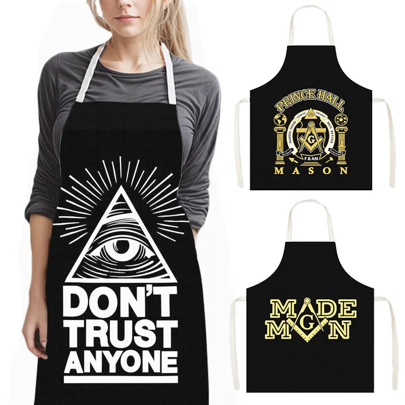 Masonic Illuminati Pyramid Eye Cooking Aprons Freemason Household Cleaning Pinafore Barber Restaurant Waiter Kitchen Apron