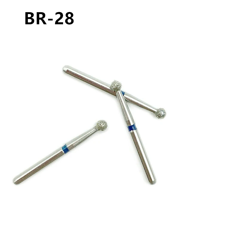 10pcs/box Dental Diamond Burs Drill Ball Round Type Bur  Medium FG 1.6mm for High Speed Handpiece BR-28