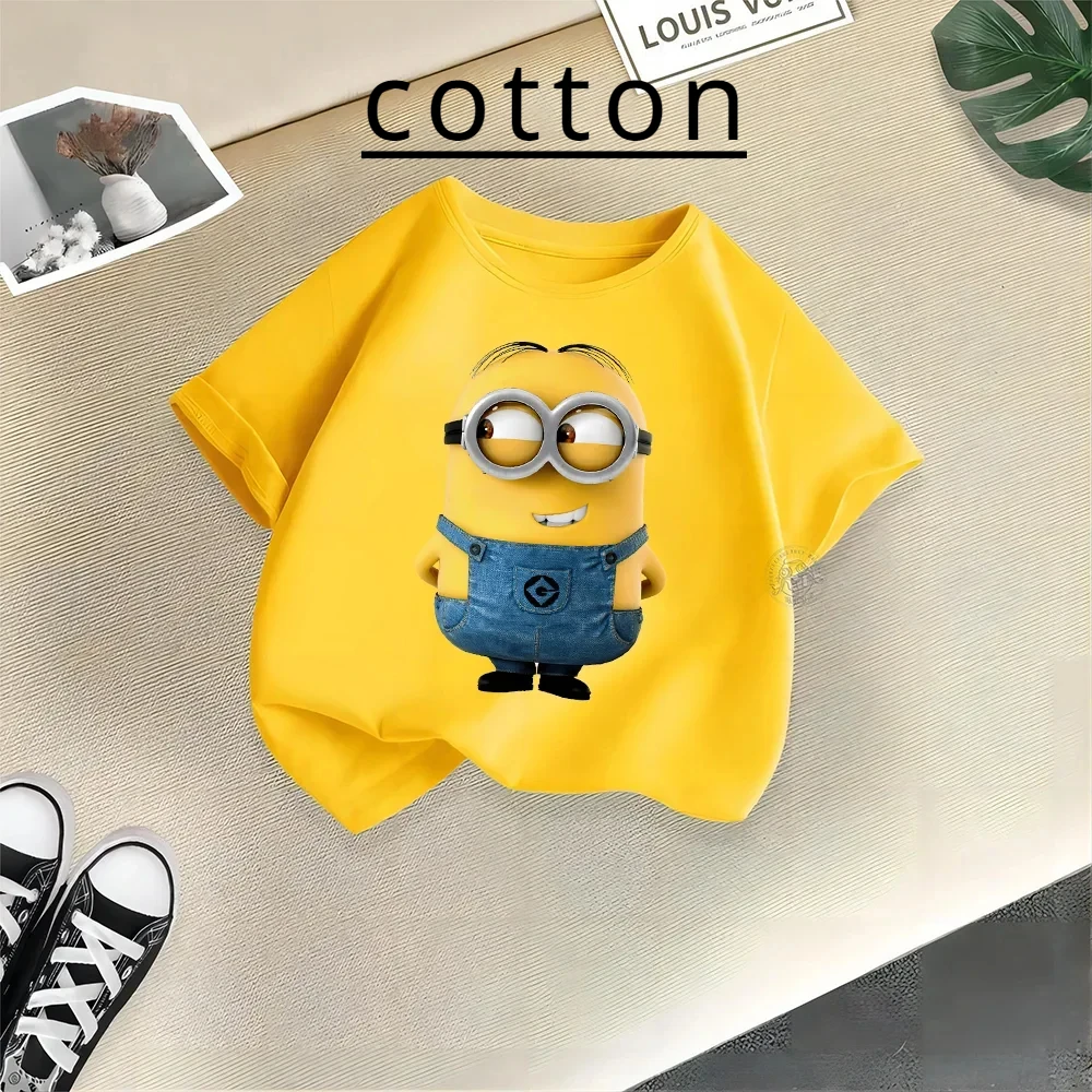 Despicable Me Kids Summer Cozy Children Cotton T-shirt Doll Kid T-shirt Playful Minions Boys Girls Baby Clothes Short Sleeve Top