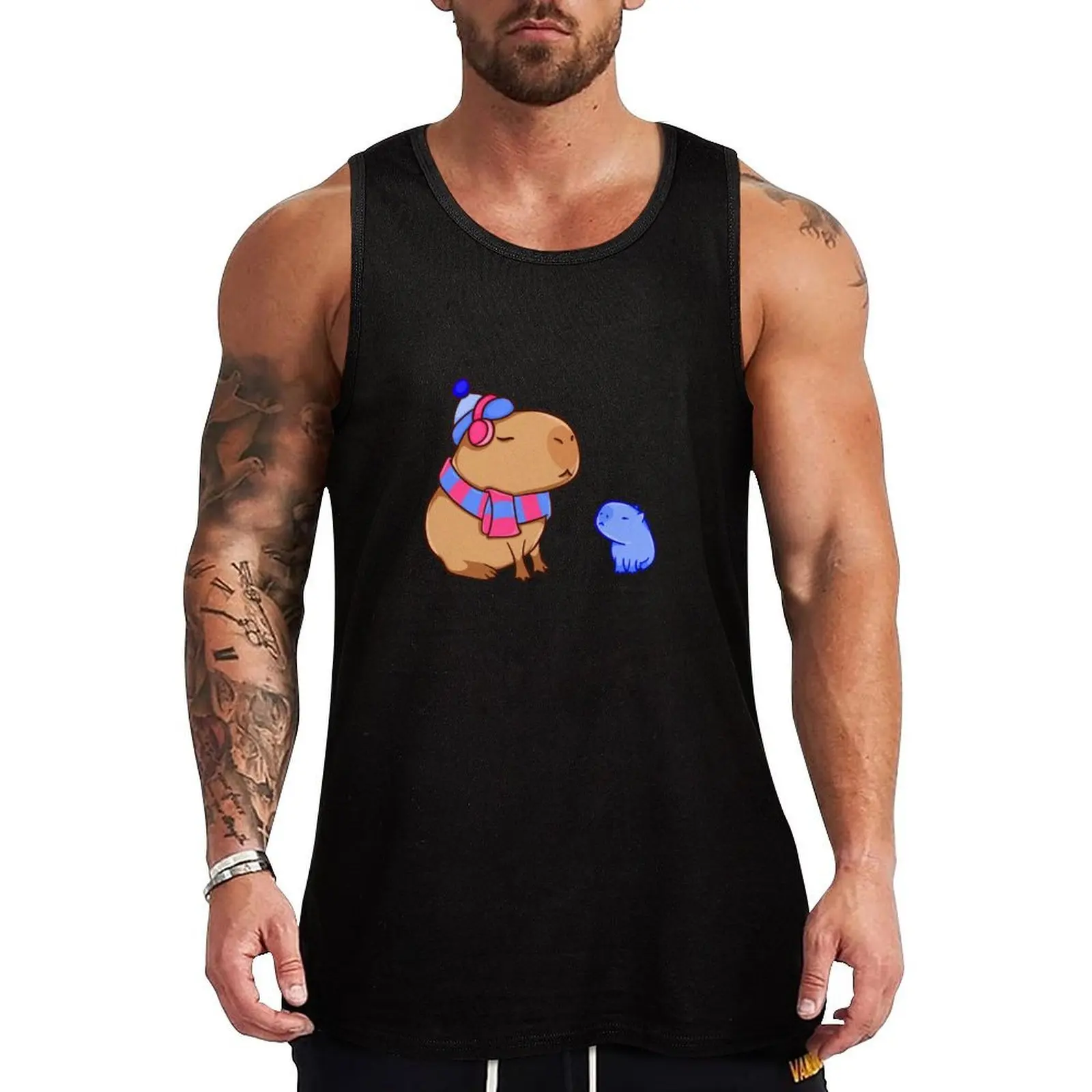 Capybara and a snow capybara Tank Top Fitness Workout Tank Top Breathable Muscle Fit Shirt