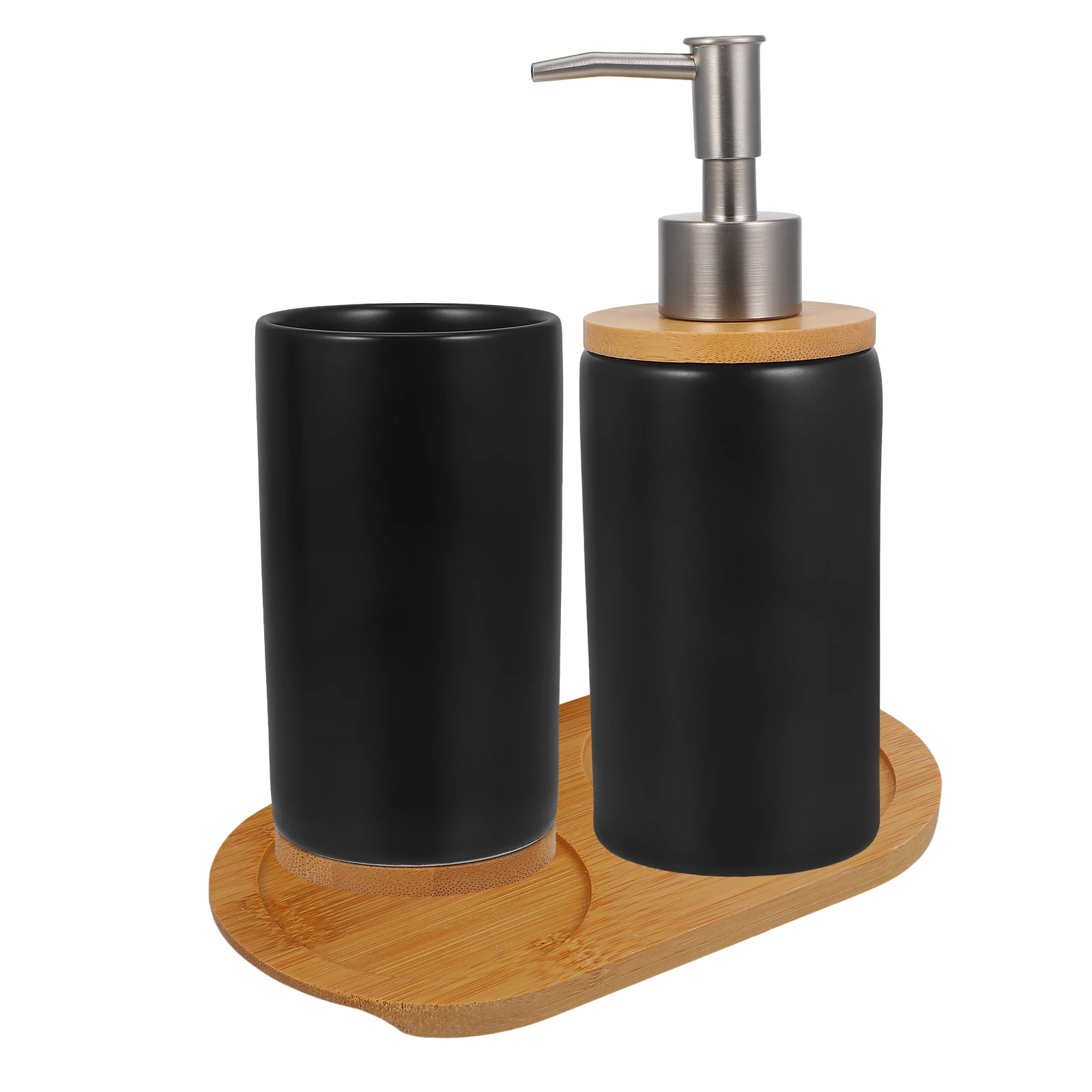 

1Set Ceramic Toothbrush Holder Cup Set Bathroom Accessories for Countertop Storage Soap Dispenser Shampoo Bottle Organizer Home