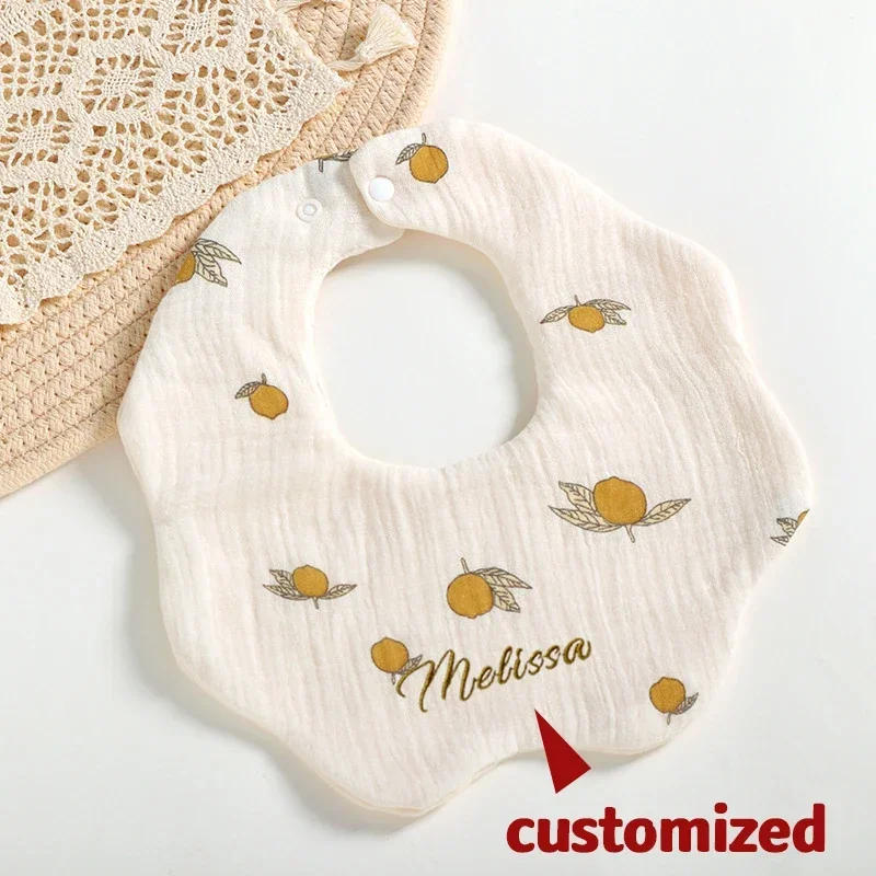 Custom Name Baby Bib Cotton Gauze Waterproof Bib Boy Accessories For Baby Girl Saliva Towel Newborn Infant Stuff Embroidery Gift