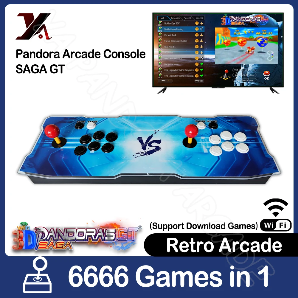 

6666 in 1 Wi-Fi Pandora Arcade Game Machine 3D Retro Arcade Console Bartop Cabinet Push Buttons Dual Joystick Support Download