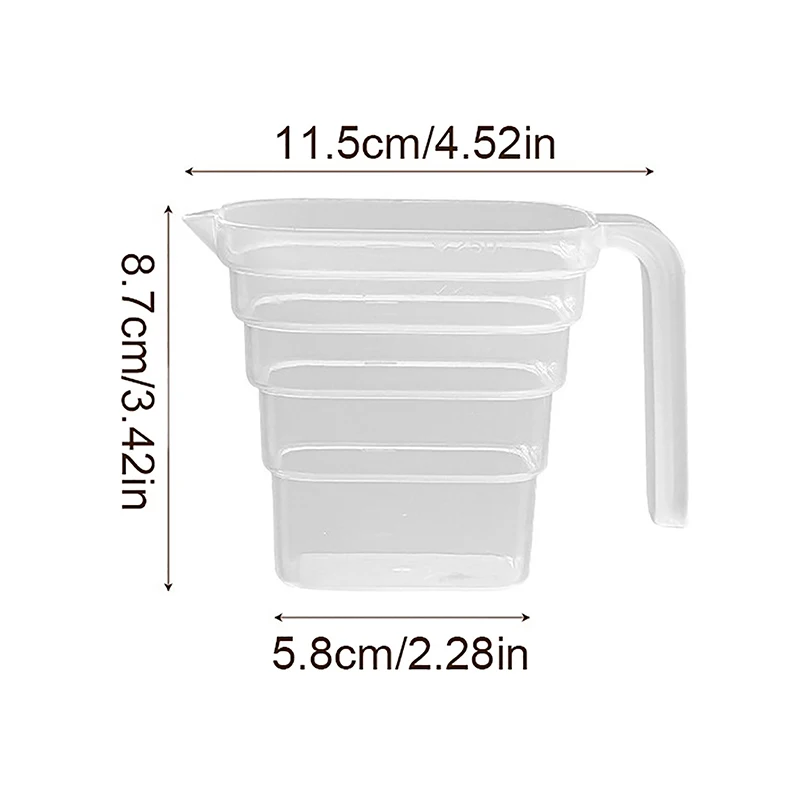 Plástico Transparente Graduado Medição Cup, Household Kitchen Baking Tool, Handle Design Copos, 250 ml