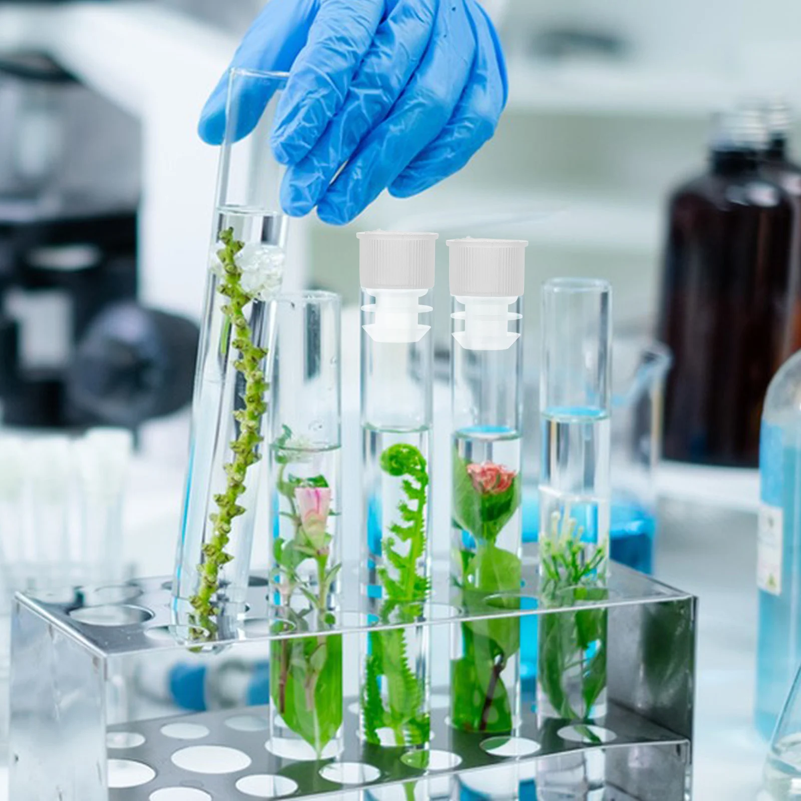 

100 Pcs Test Tube Vial Plug Glass Bottle Stopper Plastic Bung Cork Lab Stoppers Sealing for Plugs Solid Tapered