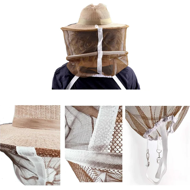 Beekeeping Hat with Veil Beekeeping Cowboy Hat Bee Insect Net Veil Head Face Protector Beekeeper Anti Bee Hat Beekeeping Tools