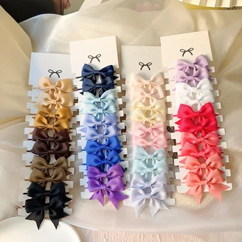 10 ชิ้น 3 รูปแบบ Bows ผมยางรัดผมริบบิ้น Pigtail Grosgrain อุปกรณ์เสริมผมสาวหัวสําหรับเด็ก