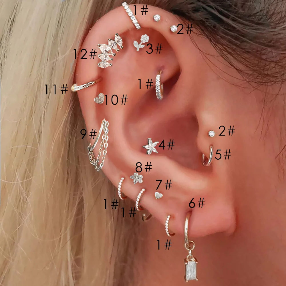 1pc Daith Helix Ear Piercing Earrings for Women Tragus Orbital Hanging Segment Clicker Septum Ring With Chain Cartilage Jewelry