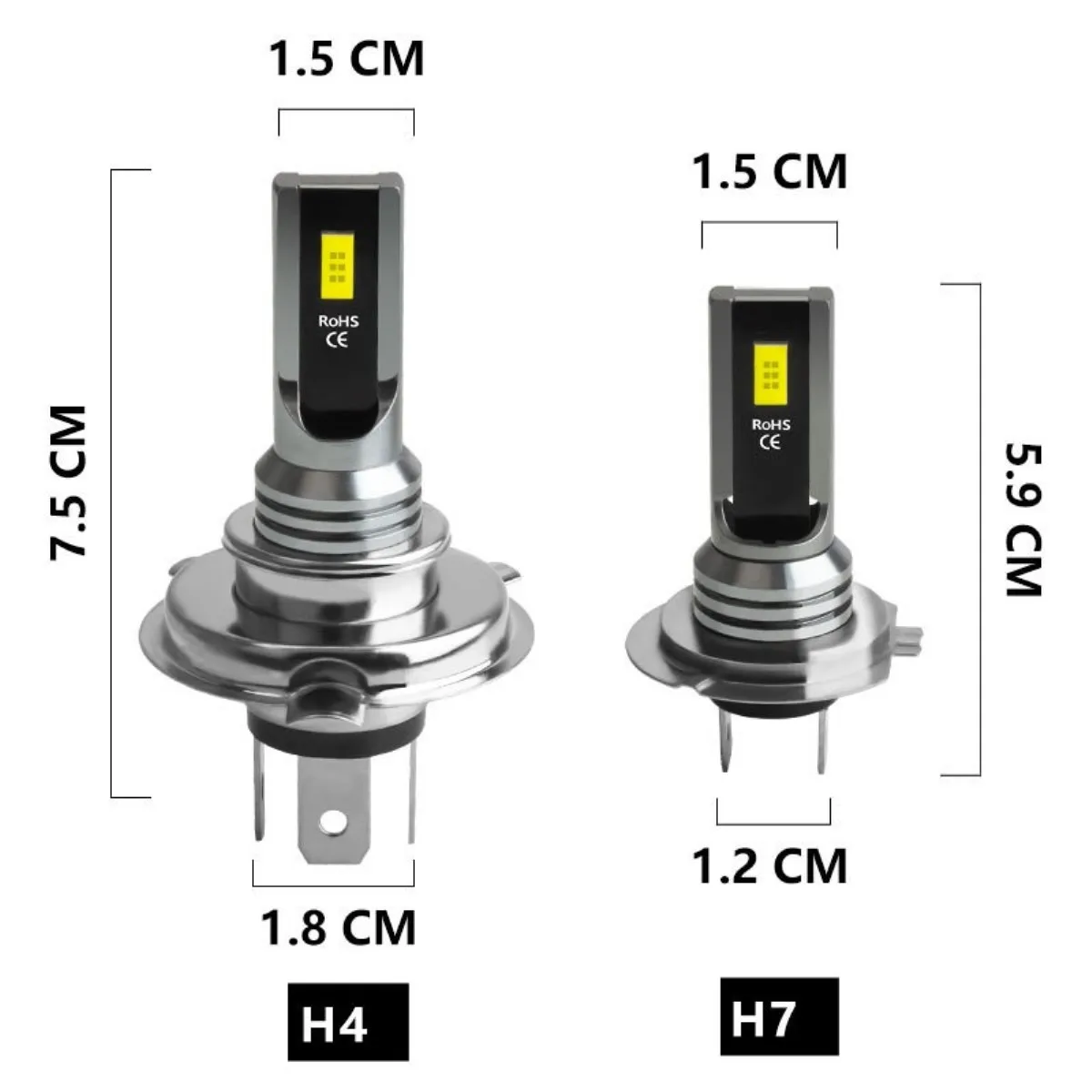 2Pcs H7 H4 LED Car Headlight Lamps 6000K 3000K 9005 HB3 9006 H8 H11 H1 Turbo Lights Auto Driving Fog Light Bulbs 12V 3570 Chips