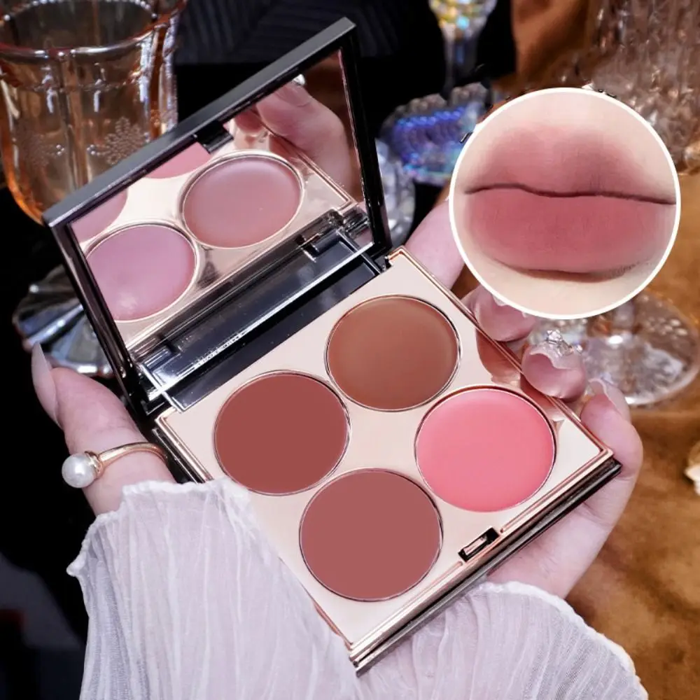 Vierfarbige Rouge-Palette, wasserfest, schillernde Lidschatten-Palette, kein Verschmieren, schweißfestes Make-up, umfassende Platte, Hochglanz