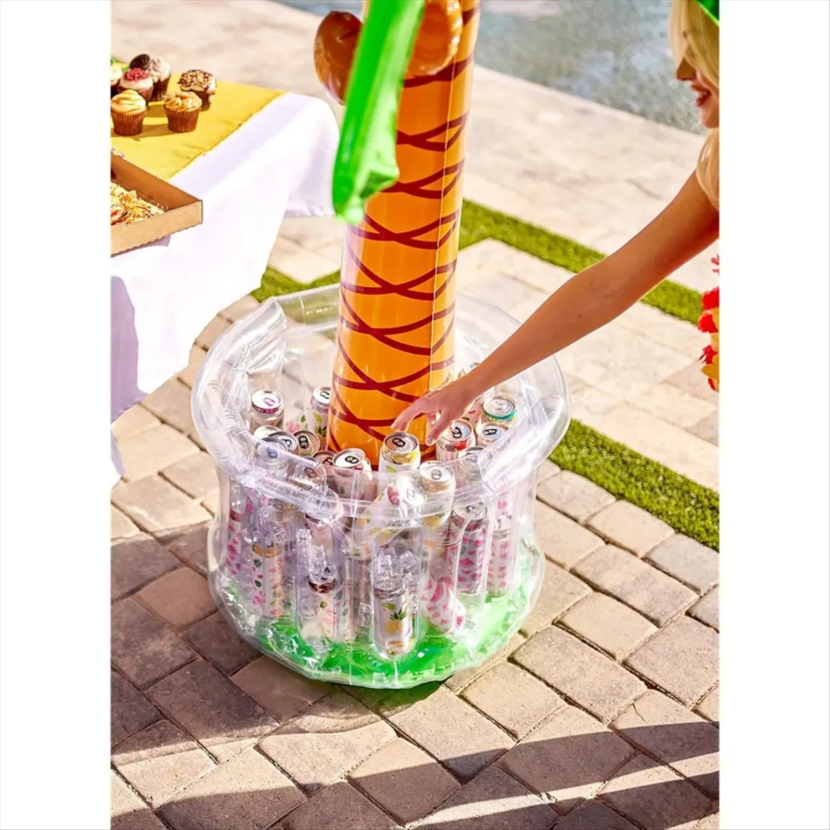 60Inch Inflatable Palm Tree Cooler,Pool Party Decorations,Ocean Jungle Tropical Themed Summer Drink Cooler Water Toys