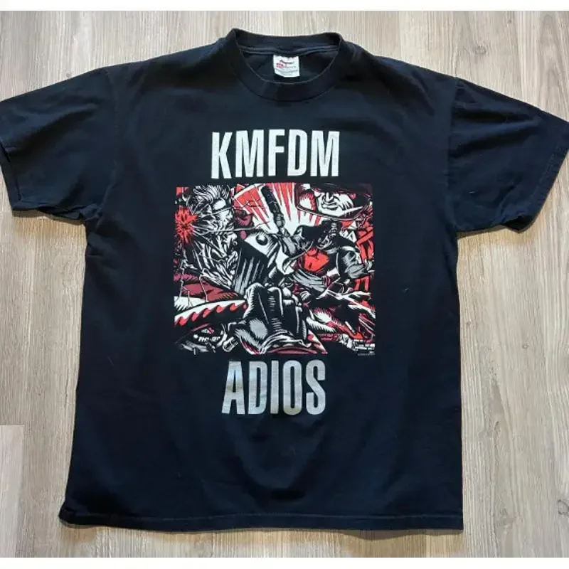 Vintage 1999 KMFDM Adios RIP the System Black Red Concert Tour shirt KV36158