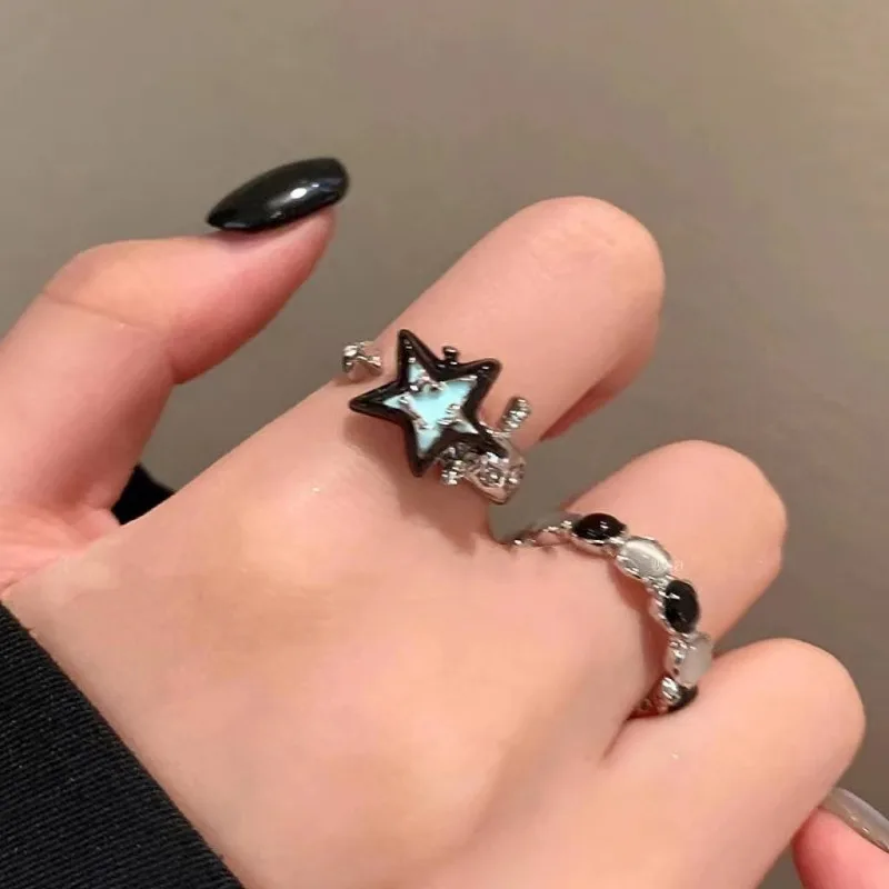 Popular styles contrasting colors cat eye stone star rings trendy fashion personalized couple rings  temperament versatile rings