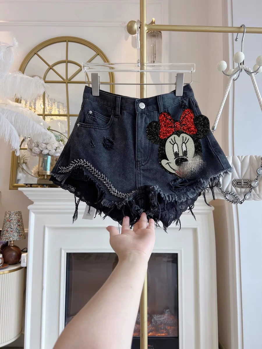 

High Waist Wide Leg Bla Denim orts Women's Elastic Retro Sle Casual Summer Faion High Waist Wide Leg Pants