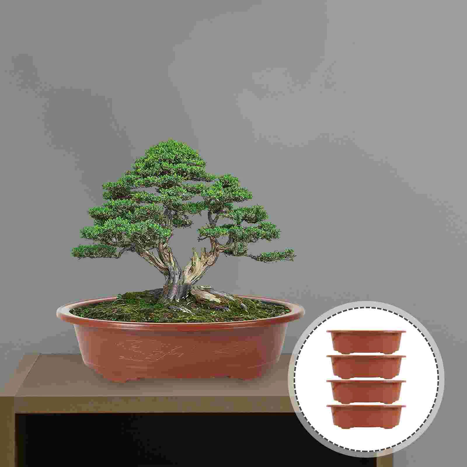 

4 Pcs Bonsai Tree Plastic Flower Pot Tray Container Indoor Pots Flowerpots Planter for Plants Planting Potted Containers