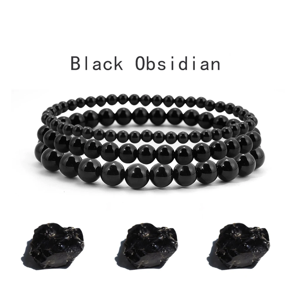 A+ Black Obsidian Natural Stone Bracelets Fat Relief Promote Blood Circulation Anti Anxiety Weight Loss Bracelet Men Jewelrys