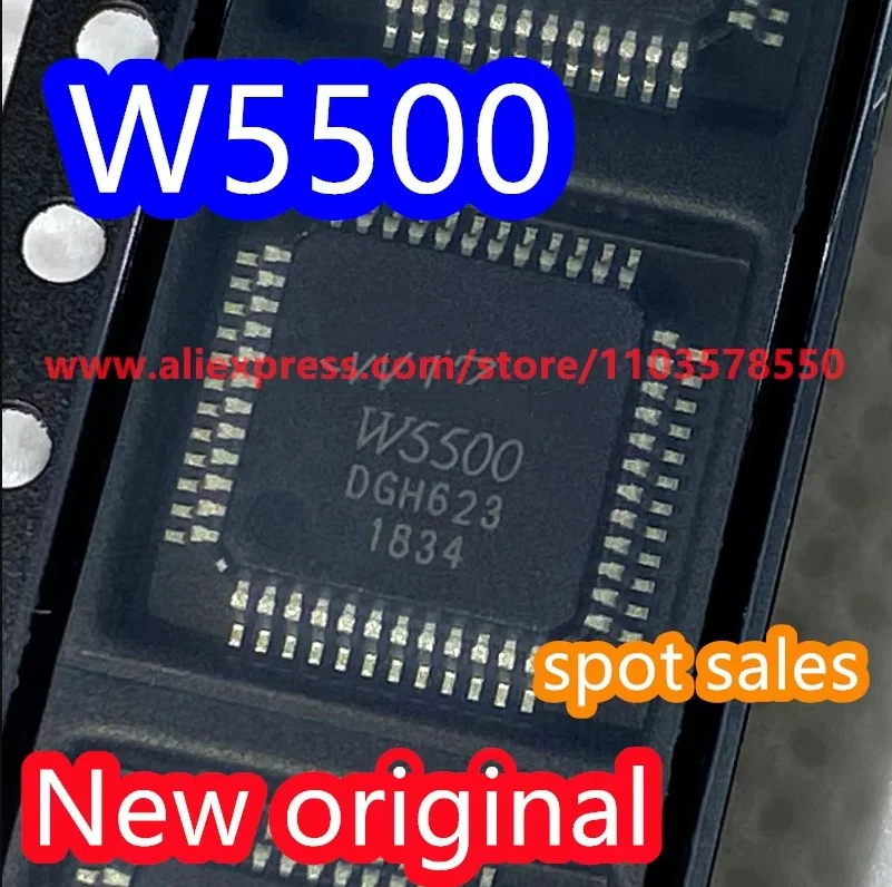 (5PCS)  100% Original Genuine W5500 SMD QFP-48 Ethernet Hardware TCP/IP Protocol Stack Interface Chip