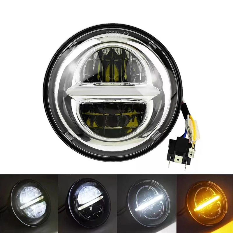 Retro Motorcycle 5.75 Inch LED Headlight Headlamp For  Headlight Daytime Turn Signal Modification Light-T45C