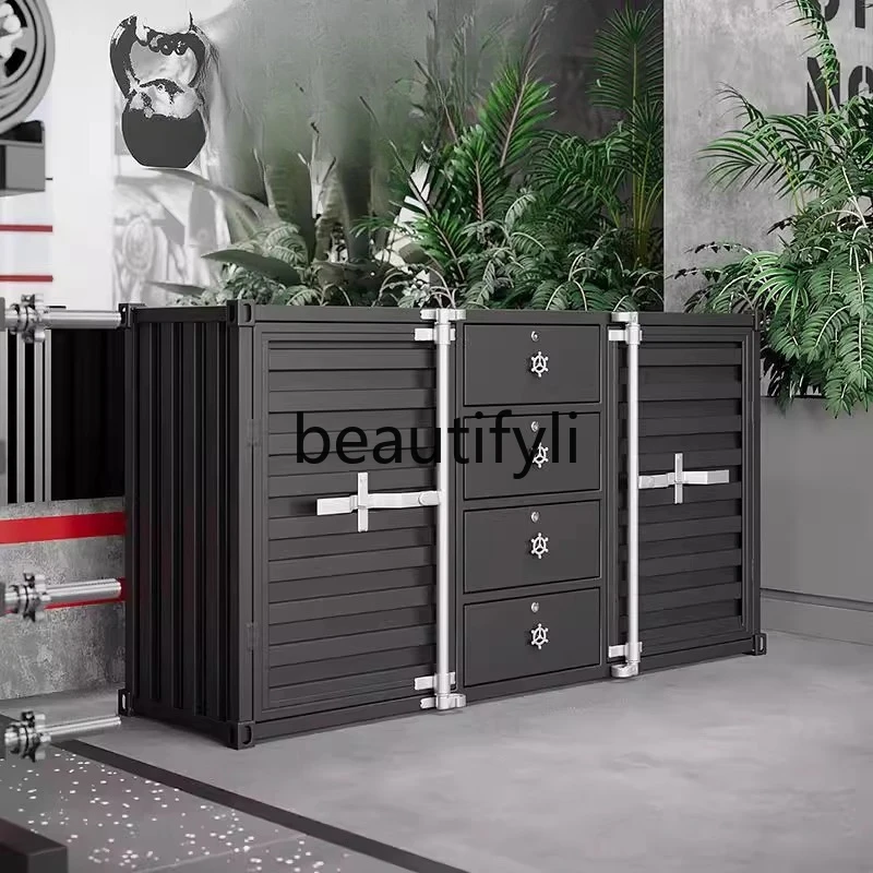Industrial Style Sideboard Cabinet Wall-Mounted Integrated Storage Cabinet for Tools Iron Container Tea Cabinet