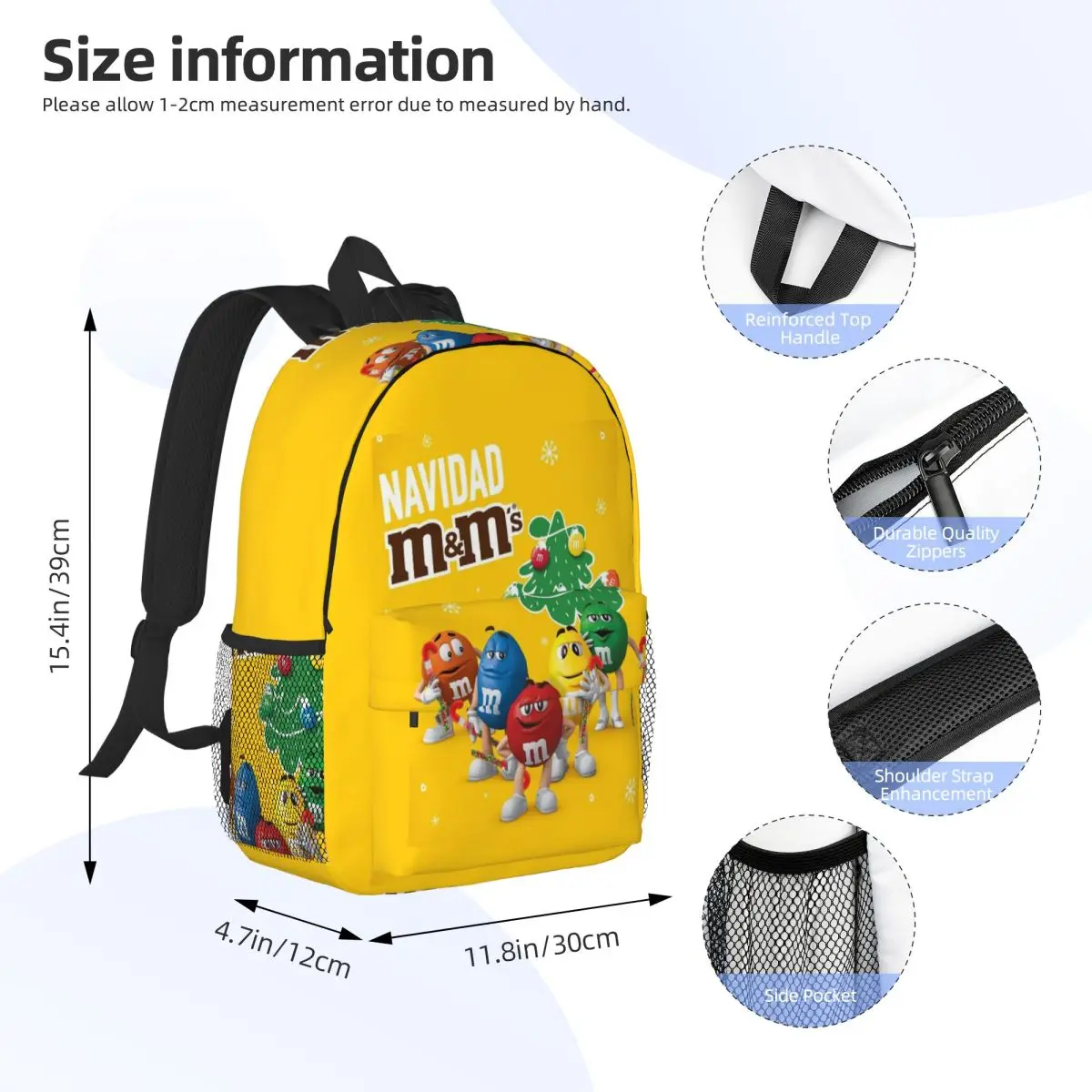 MM Chocolate Candy Cartoon Backpack Student Boys Girls BookBag Men Women School Bag Laptop Shoulder Bags
