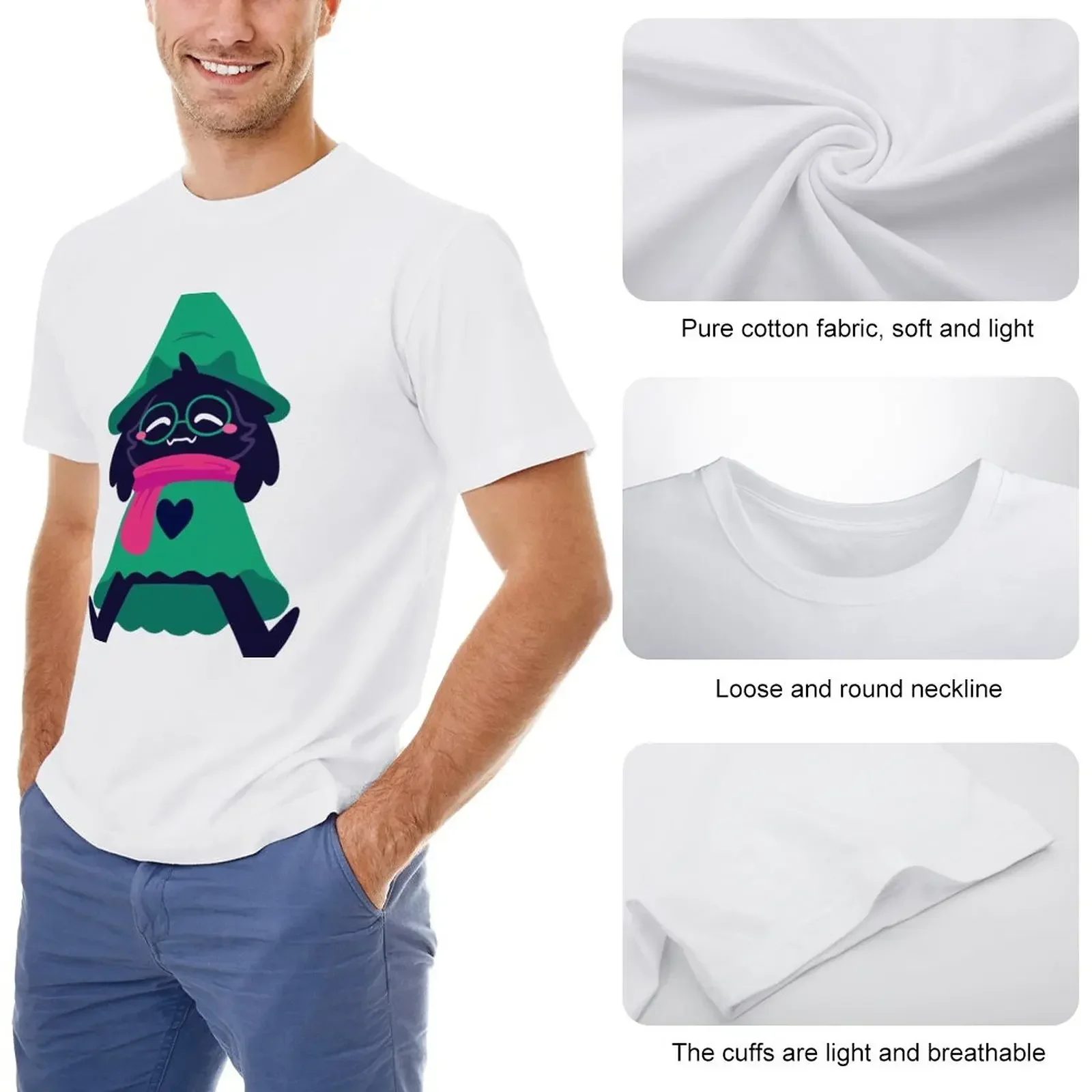 Deltarune - Ralsei chill T-Shirt custom shirt cotton graphic tees anime workout shirts for men