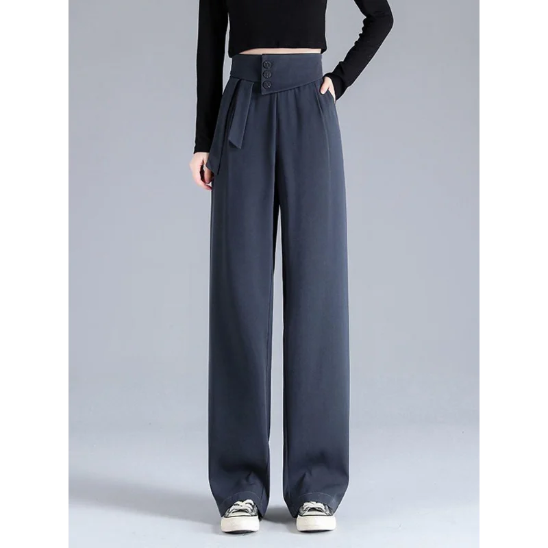New High-waist Suit Wide-leg Pants for Spring and Autumn Women's Straight-leg Loose-fitting and Slimming and Casual Suit Pants