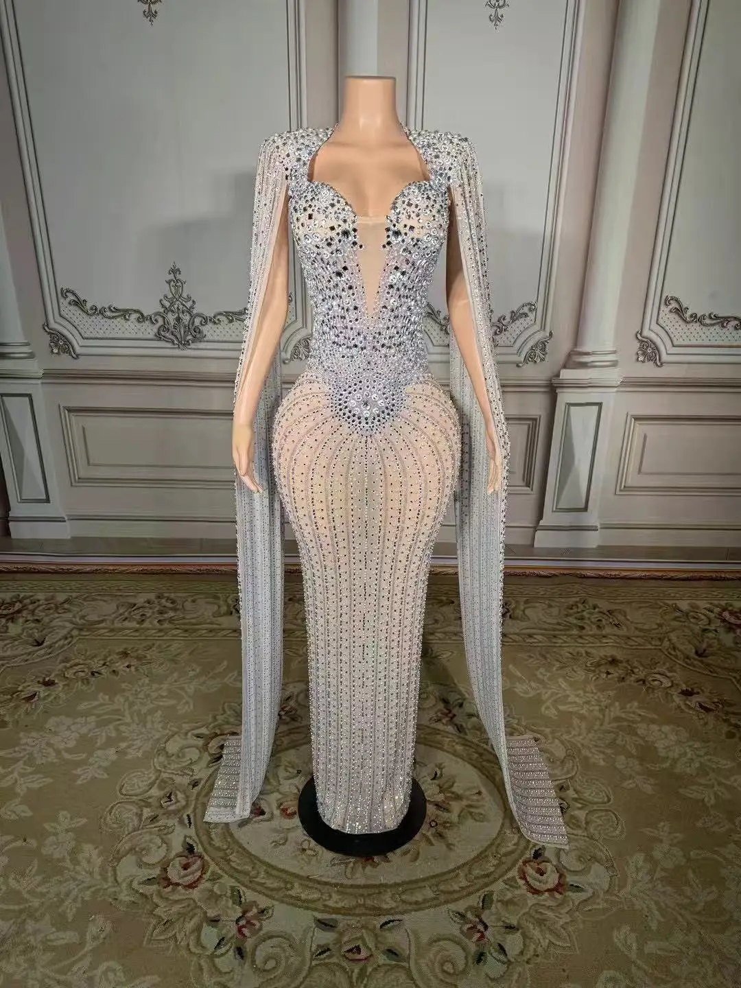 

Manufacturers for Customs Clothes Mesh Prom Dresses 2025 Luxury Rhinestones Clothing Boutique Vendors Women Sexy