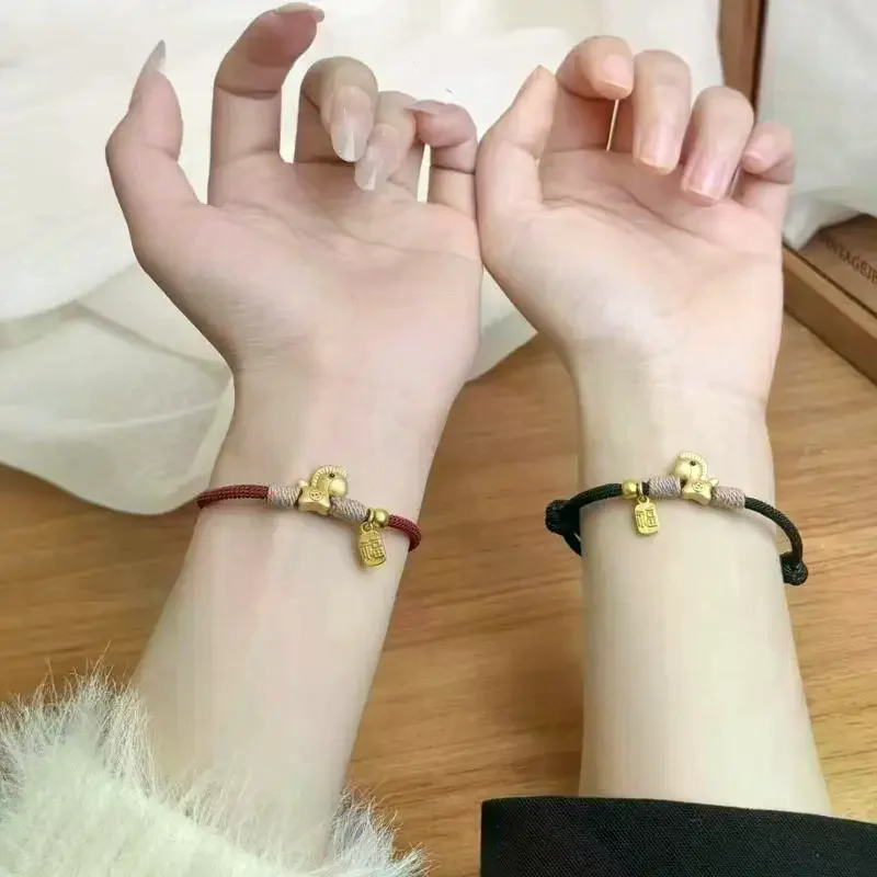 2026 Horse Year Red Lucky Woven Rope Bracelet For Women Chinese Style Horse Bracelets New Year Blessing Jewelry Gifts