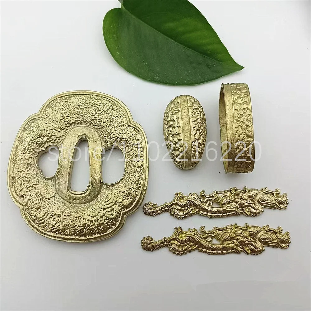Good Copper Brass Handguard Tsuba Guard Kashira Fuchi Menuki For Japanese Real Japan Samurai Katana Sword Fittings New