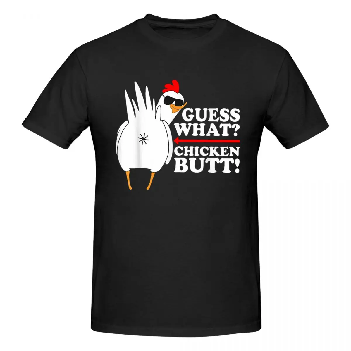 Guess What Chicken Butt Meme Funny Men T-Shirt Fashion Plus Size T Shirts Men's Round Neck Cotton Tees Short Summer Male