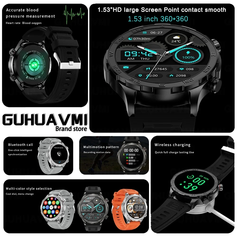 Für huawei xiaomi smart watch männer uhr 4 pro amoled hd bildschirm bluetooth anruf nfc gesundheit gps smartwatch 2024 neue sport uhren