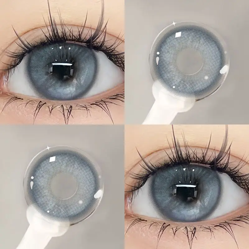 YIMEIXI 1Pair New Colored Contact Lenses with Prescription Myopia Lenses Anime Green Pupils Soft High Quality Lenses Blue Makeup