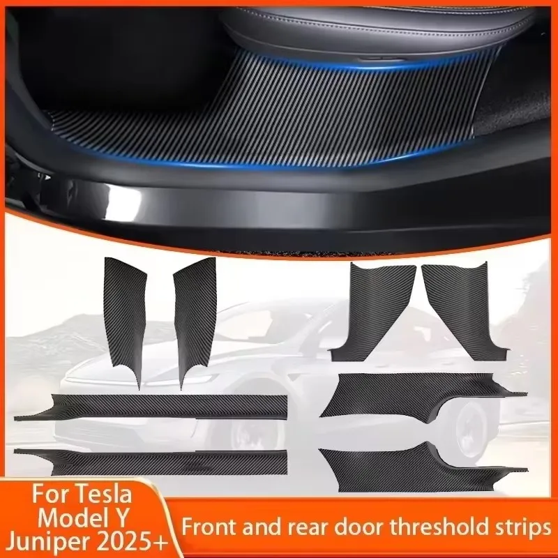 For New Tesla Model Y Juniper 2025+Front And Rear Door ABS Anti Scratch And Dirt Resistant Threshold Strips Interior Accessories