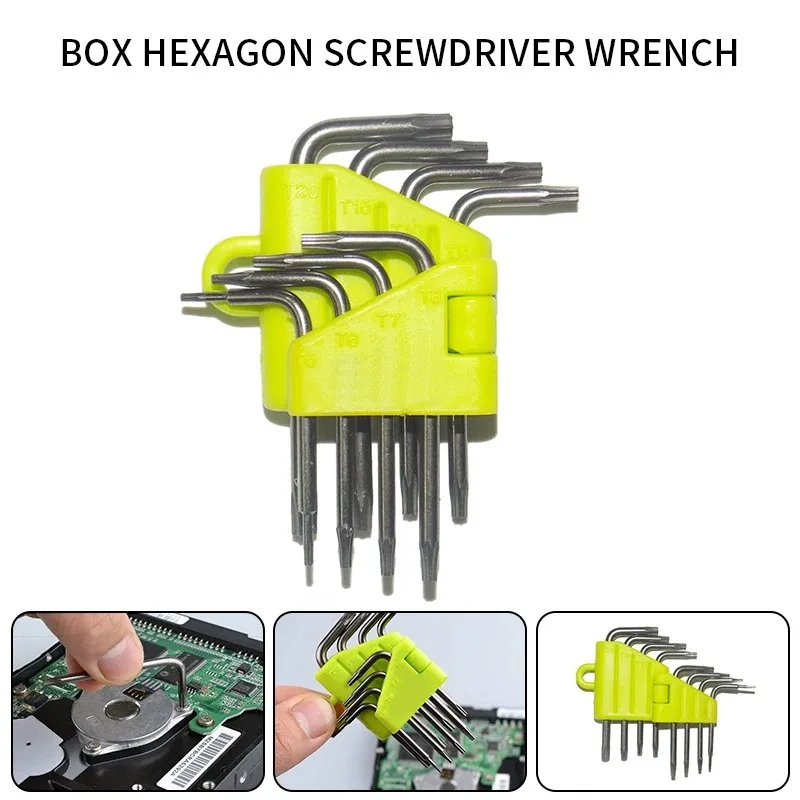 8 in 1 Hexagon Screwdriver Wrench Bit Set T5-T20 Wrench Tool Kit CR-V Star Key Wrench Torx Screwdriver kit with Carrying Holder