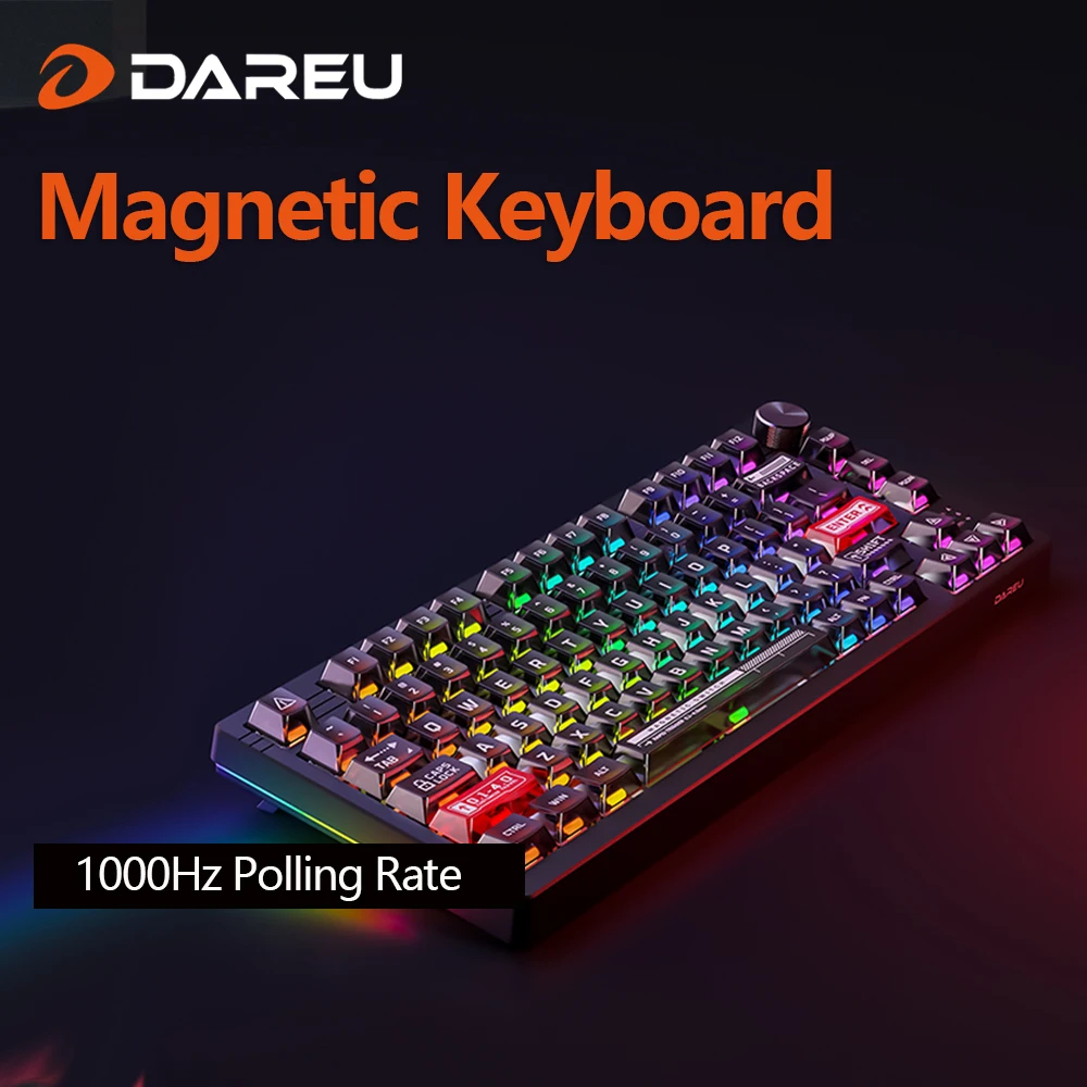 DAREU Rapid Trigger Gaming Mechanical Keyboard Hall Effect Magnetic Switch RGB 75% Wired Esports Adjustable Actuation with Knob