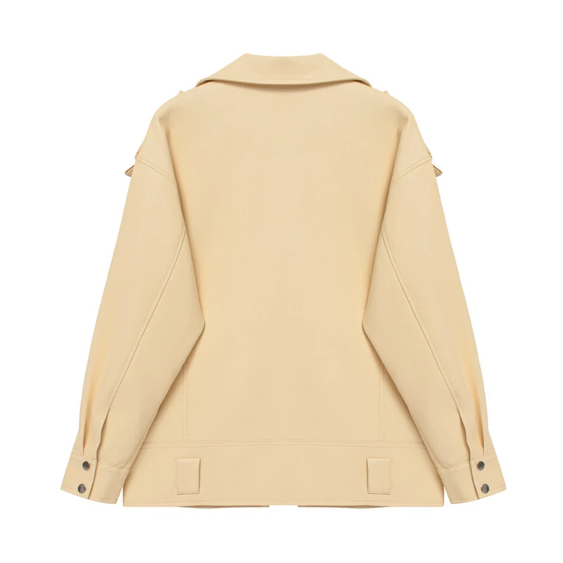 Neue koreanische Damen-Lederjacke im Motorrad-Stil, Hong Kong-Stil, PU, übergroßes Reißverschluss-Design, mittellanger, lockerer Ledermantel