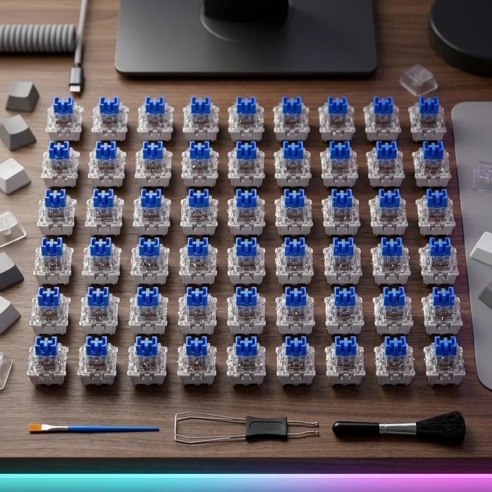 Keyboard Switch 3-Pin 5-pin Mechanical Keyboard Layouts Blue Mechanical Keyboard Switches With Cleaning Tools For DIY Projects