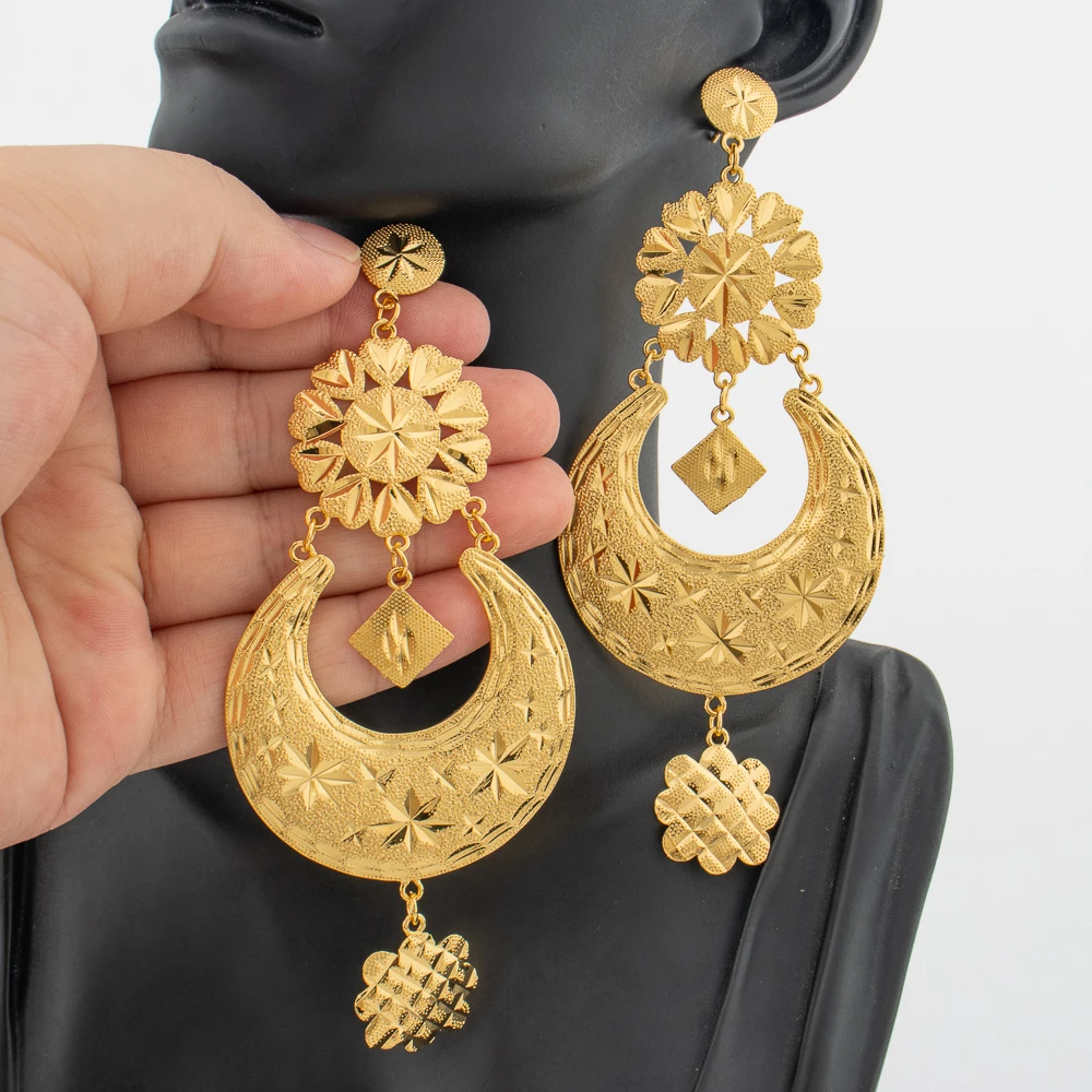 

Trendy Elegant Earrings for Women Golden Color Round Geometry Exquisite Big Tassels Drop Earrings Luxury Jewellery Accessories