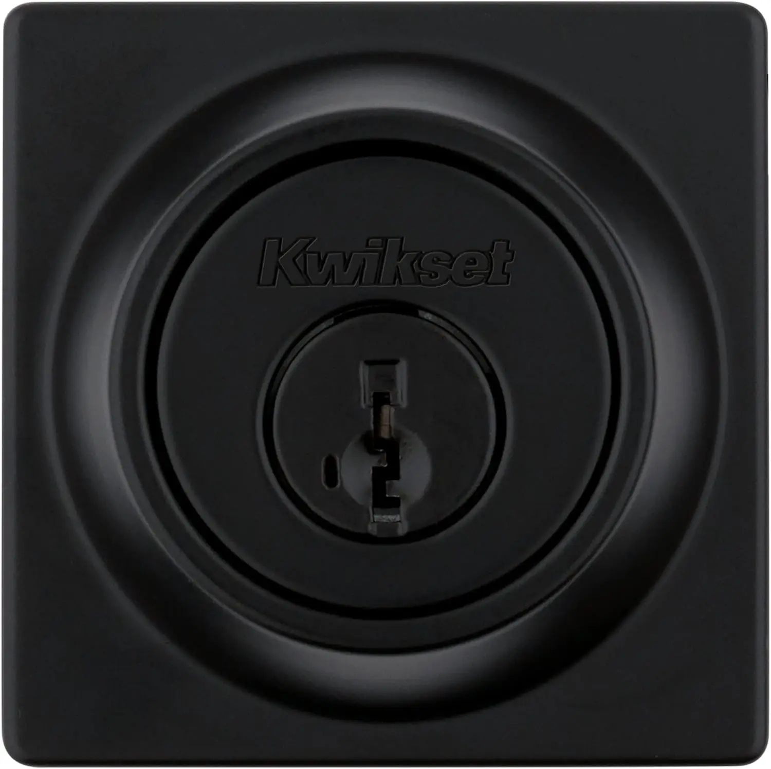 Kwikset 660 Contemporary Deadbolt Deadbolt Lock, Matte Black Square Exterior Keyed Front Entry Door, Pick Resistant