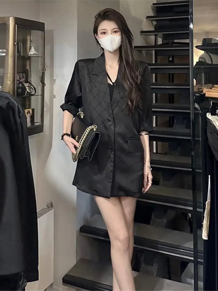 Sommer-Oberbekleidung für Damen, Sonnenschutz, irt Cleanfit Sle Long Sve-Anzugkragen, lockerer, vielseitiger mittellanger Mantel