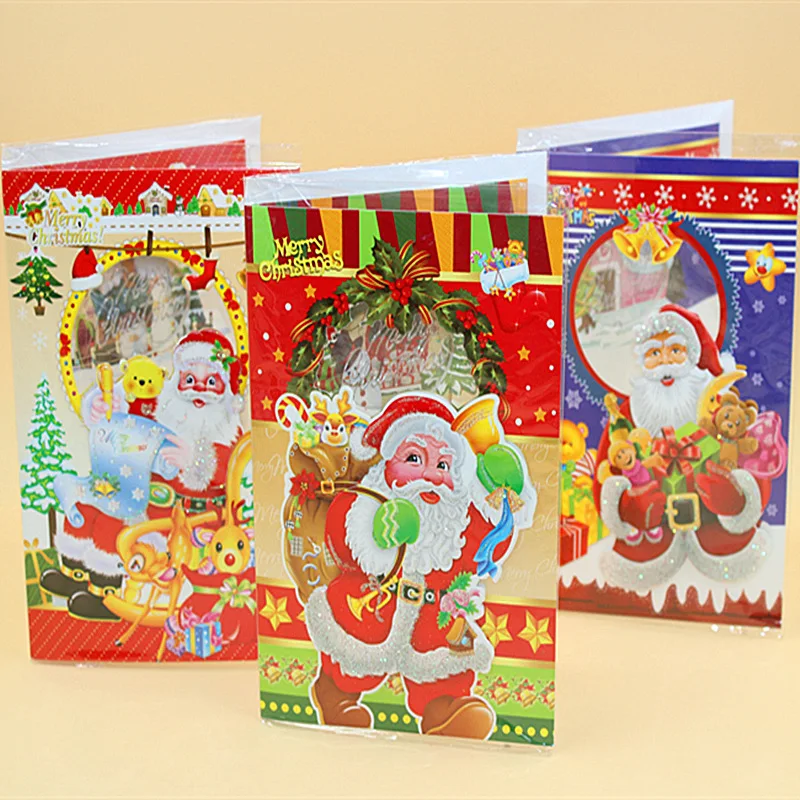 Christmas Music Greeting Card With Lights Creative Cute Three-dimensional Christmas Gift Sound Kindergarten Kids Greeting Card