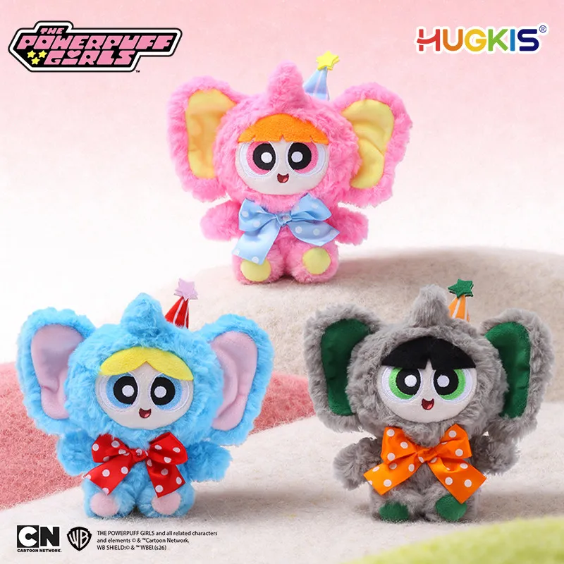 

HUGKIS Powerpuff Girls Carnival Elephant Series Plush Toy Bag Charm Keychain Pendant Cute Soft Stuffed Doll Festive Fun Gifts