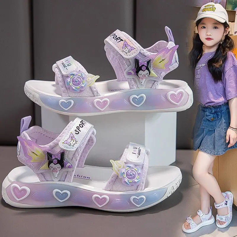 

New Summer Kuromi Anime Kawaii Sanrio Ins Fashion Children Casual Sandals Cute Baby Fashionable Beach Shoes Gifts Toys
