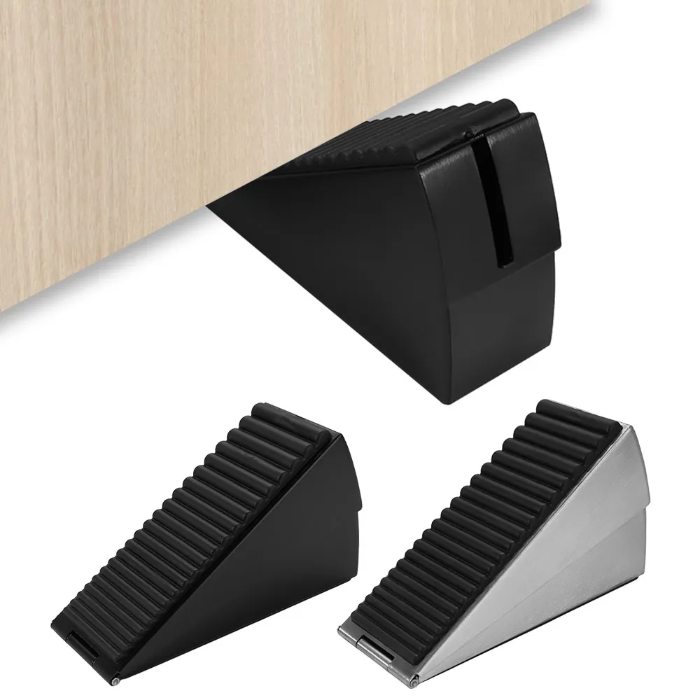 Sturdy Heavy Duty Spring Door Stopper Stainless Steel Anti-Punch Door Stop Wedge Adjustable Non-slip Floor Doorstop Door Bottom